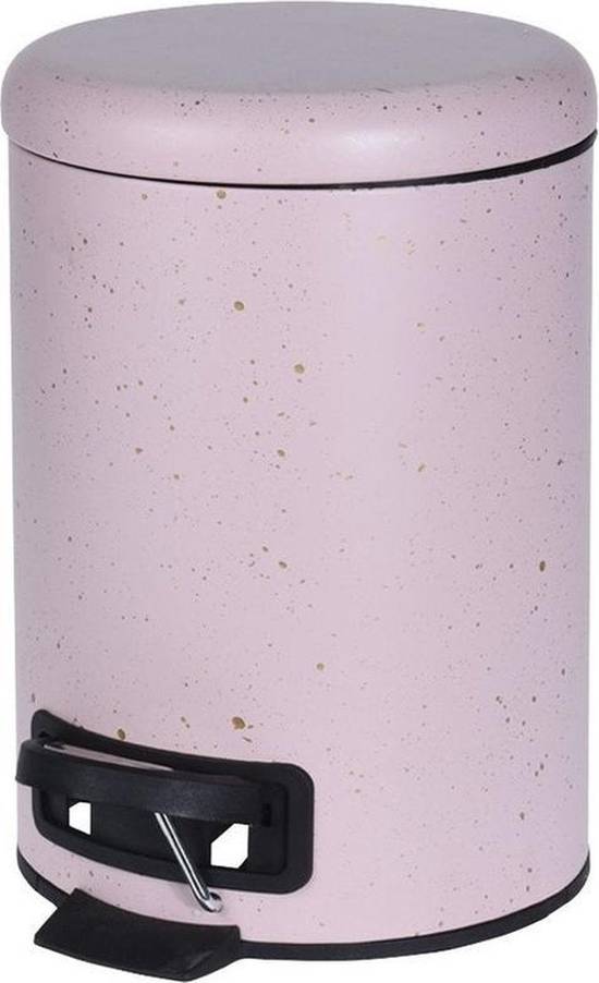 2 poubelles/seaux à pédale roses mouchetés 3 litres - petites poubelles