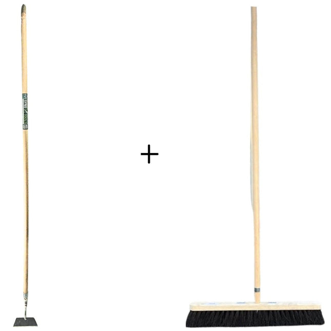 Synx Tools Sarcloir droit 16 cm + balai Colombo 30 cm - Sarcloir - 170 cm en acier avec poignée