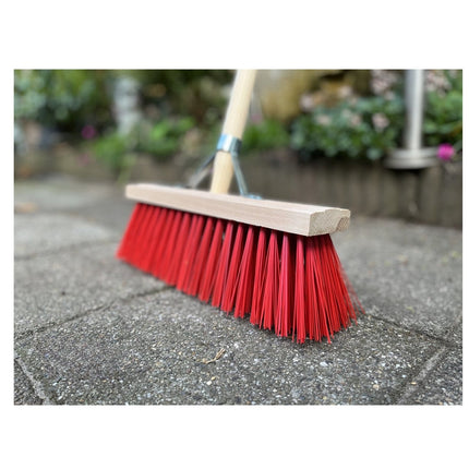 Synx Tools Sarcloir droit 18 cm + Balai de rue en nylon 60 cm - 160 cm Acier avec manche - Sarcloir - Nylon