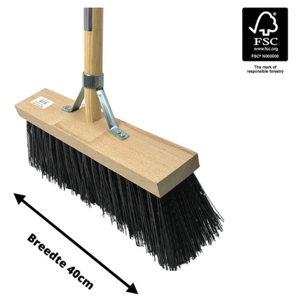 Synx Tools Houe droite 18 cm + Balai de rue en nylon noir 40 cm - 160 cm en acier avec poignée - Houe - Nylon
