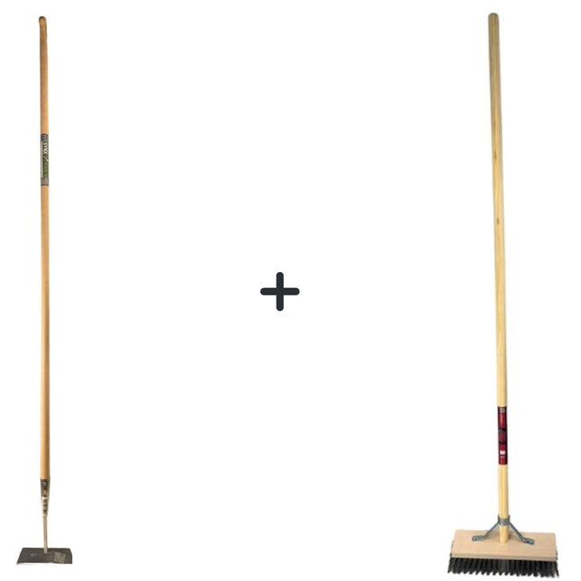 Synx Tools Sarcloir droit 18 cm + Balai en fil d'acier - 160 cm Acier avec manche - Sarcloir - Fil d'acier