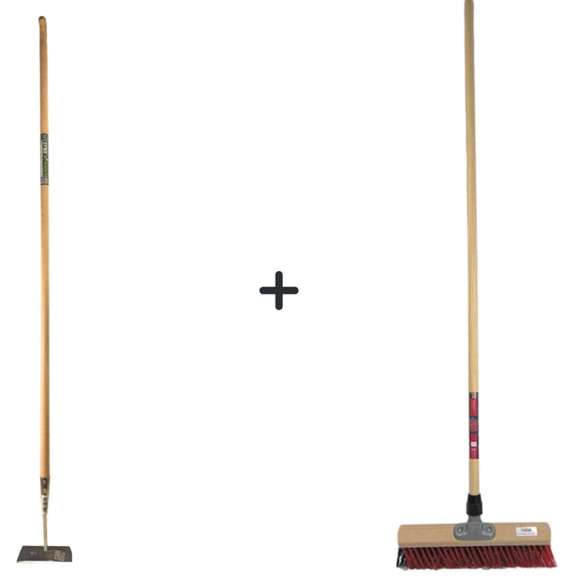 Synx Tools Houe droite 18 cm + balai en X 40 cm - 160 cm en acier avec poignée - Houe - Nylon