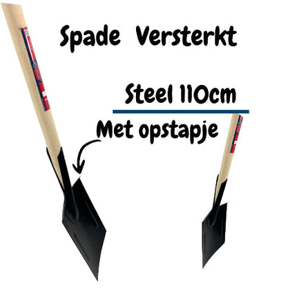 Versterkte spade met 110cm steel en opstapje