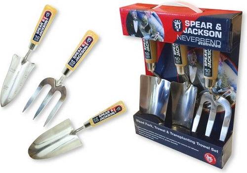 Spear & Jackson set de jardinage en acier inoxydable poli 3 pièces - set d'outils de jardinage - 3 pièces - Set de jardinage - Outils de jardinage - Pelle de jardin