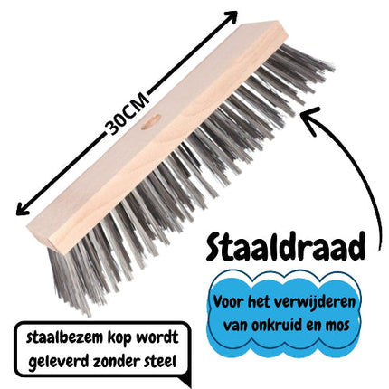 Synx Tools Balai en fil d'acier - Balai à mauvaises herbes - Balai de jardin - Balai sans manche