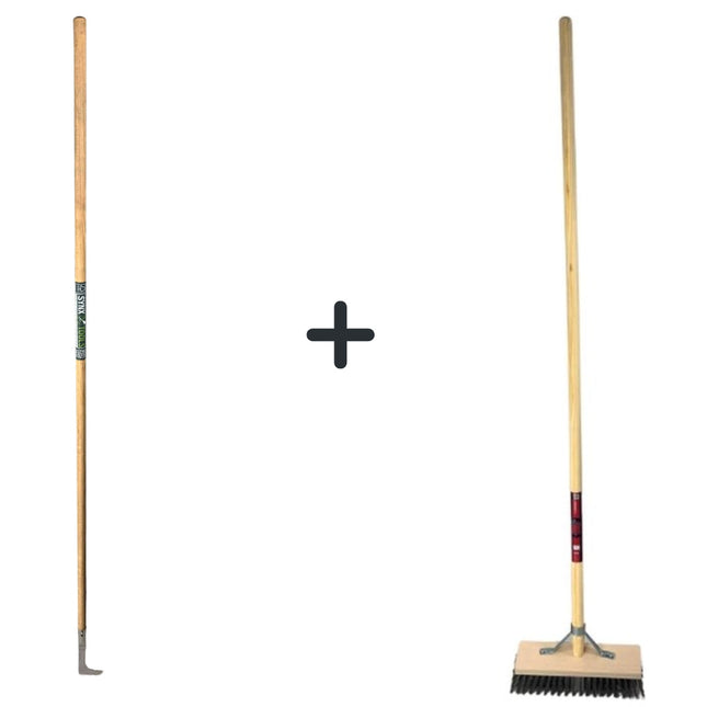 Synx Tools couteau à joints avec manche 150 cm et balai en fil d'acier - Balai d'extérieur - Fil d'acier - Avec manche 150 cm