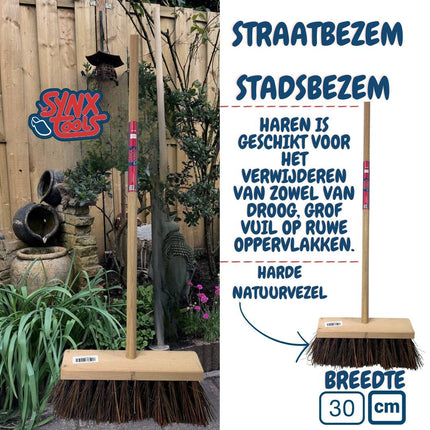 Synx Tools Balai de ville 30 cm - Balai d'extérieur - avec manche 120 cm