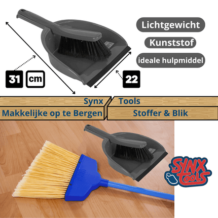 Synx Pelle et balayette grises - Plastique - 22 cm