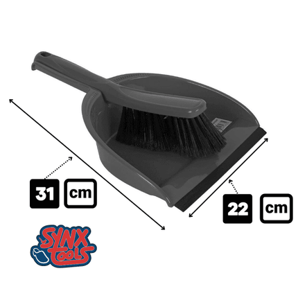 Synx Pelle et balayette grises - Plastique - 22 cm
