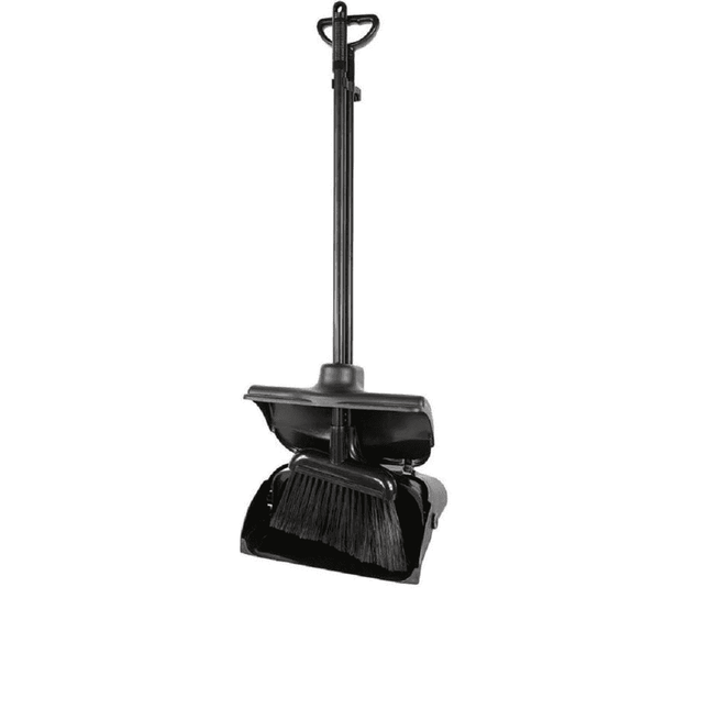 Pelle et balayette à long manche 108 cm - Noir - Professionnel avec roulettes - Long manche