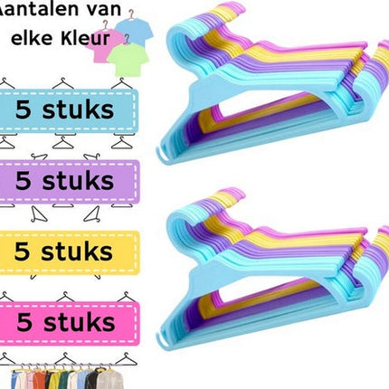 Synx Tools Cintres pour enfants - Cintres pour bébés - Cintres - 20 pièces - Cintre - Couleurs assorties