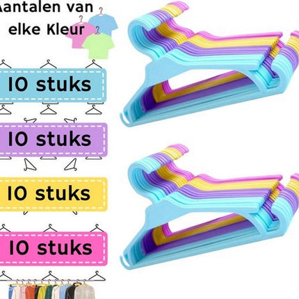 Synx Tools Cintres pour enfants - Cintres pour bébés - Cintres - 40 pièces - Cintre - Couleurs assorties
