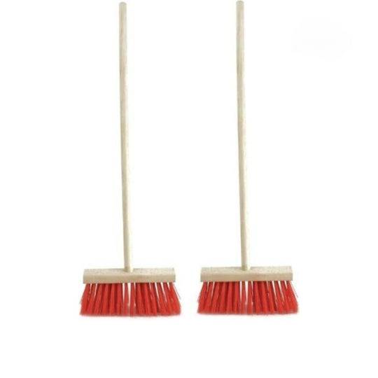 Synx Set 2x Balai d'extérieur Rouge - Articles de jardinage - Balai - Manche 120 cm