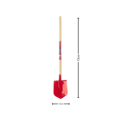 Rode kinderschop met afmetingen 73cm x 12cm