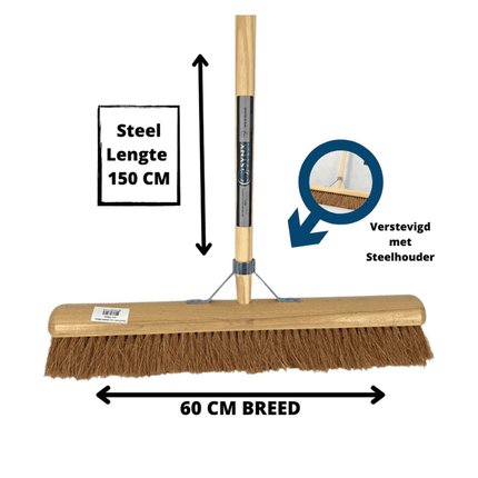 Synx Tools Balai d'intérieur Coco balai de salle 60 cm - balais - manche 160 cm inclus