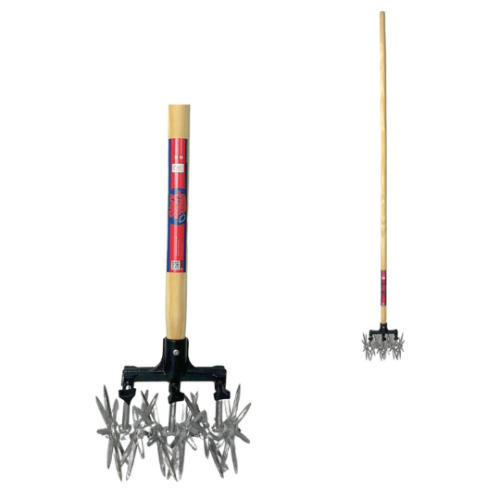 Synx Tools Cultivateur à rouleau 21 cm - Cultivateur à étoiles -  outils de jardinage - manche de 150 cm