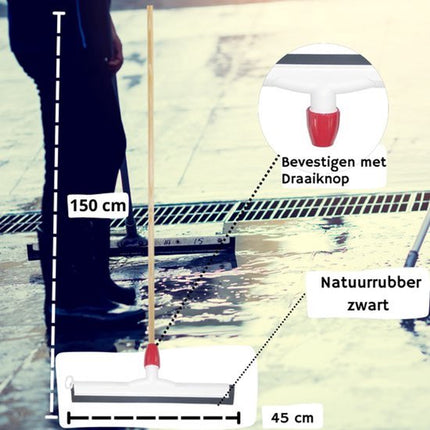 Vloertrekker Kunststof 45cm met Steel 150cm