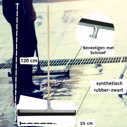 Synx Tools Crin de cheval 60 cm + raclette 35 cm avec manche 120 cm - Balai d'intérieur – Nettoyeur de sol – Serpillères – Balai d'intérieur doux avec manche 150 cm