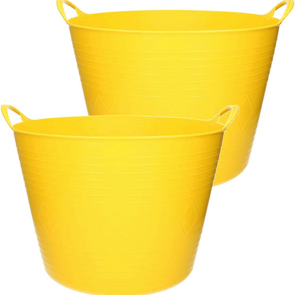 2x flexibele gele kuip emmer 43 liter
