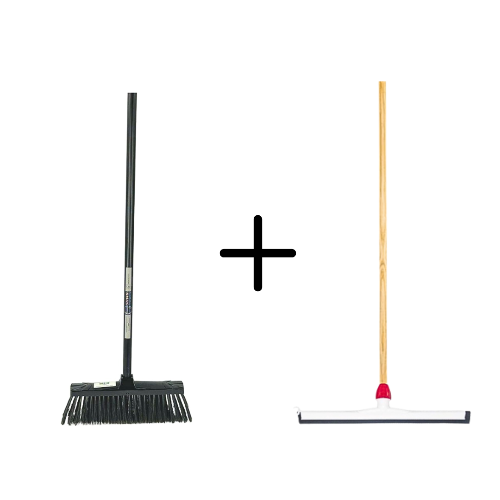 Zwart + Vloertrekker Kunststof 55cm met Steel 150cm