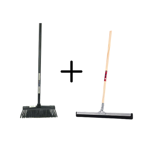 Synx Tools Binnenbezem Zwart + Vloertrekker 35cm met Steel 120cm