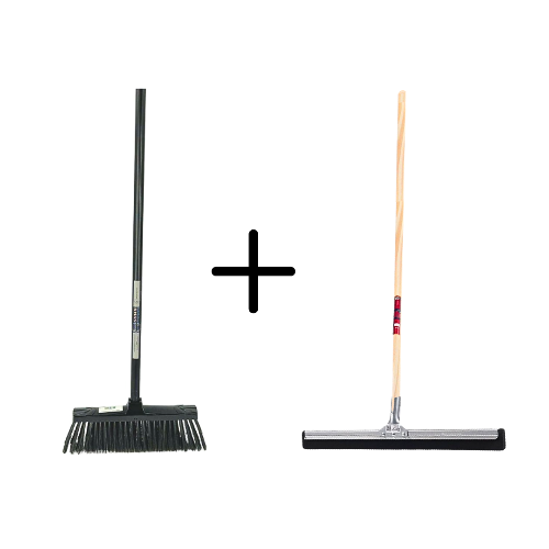 Synx Tools Binnenbezem Zwart + Vloertrekker 45cm met Steel 150cm