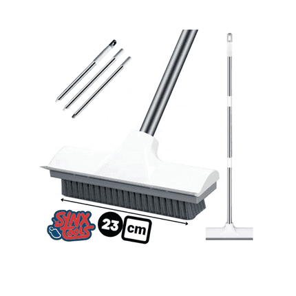 Synx Tools Brosse à récurer 2 en 1 pour salle de bain avec manche télescopique - Nettoyeur de carrelage et de sol