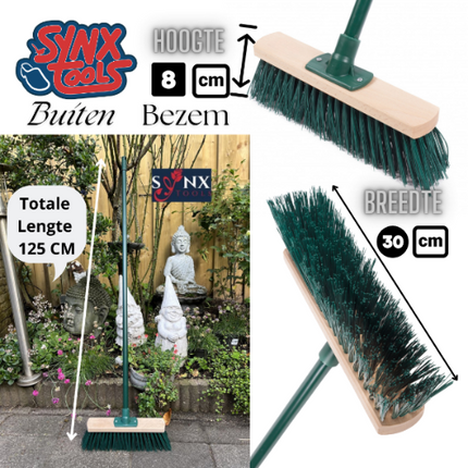 Synx Tools Bezem Groen - bezems - Straatbezem - incl.Steel 117cm