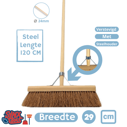 Balai d'intérieur en coco avec manche de 130 cm | Balai d'intérieur 30 cm - balai d'intérieur