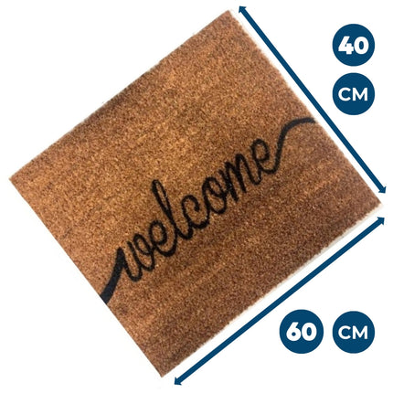 Synx Tools Paillasson d'extérieur en coco avec inscription « Welcome » - Paillasson - 40 cm x 60 cm - Paillasson d'extérieur - Paillassons - Porte d'entrée - Paillasson d'entrée