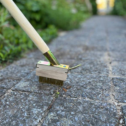 Synx Tools Brosses à joints - brosse en acier pour mauvaises herbes - Désherbeurs - Avec support et manche 160 cm