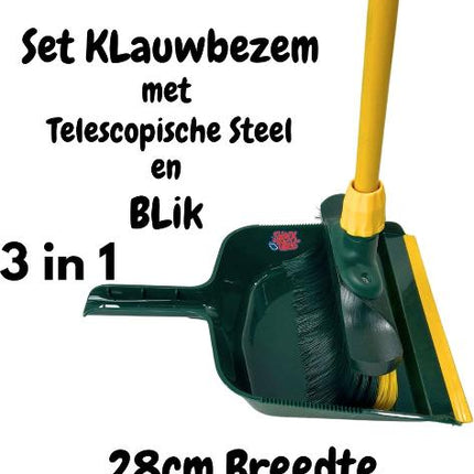 Synx Tools Klauwbezem en blik 28cm set - Telescopische steel 70 - 140cm
