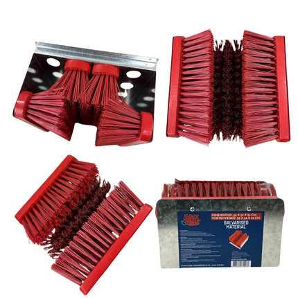 Detail van de borstelharen van de Synx Synx Tools voetenveger voor effectief schoonmaken van laarzen en schoenen
