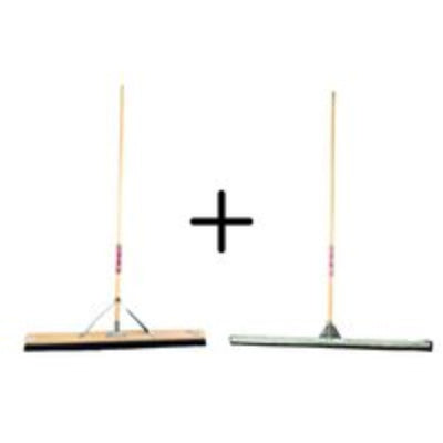 Synx Tools Crin de cheval 100 cm + Racloir 100 cm - Balai doux avec manche 150 cm - Racloir avec manche 150 cm - Bordure anti-éclaboussures