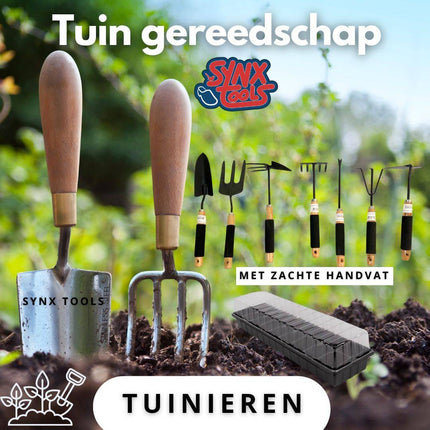 Synx Tools Set d'outils de jardinage 7 pièces - Pelle, houe, râteau