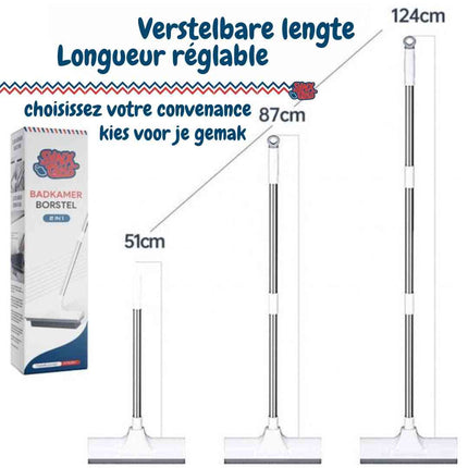 Synx Tools Brosse à récurer 2 en 1 pour salle de bain avec manche télescopique - Nettoyeur de carrelage et de sol