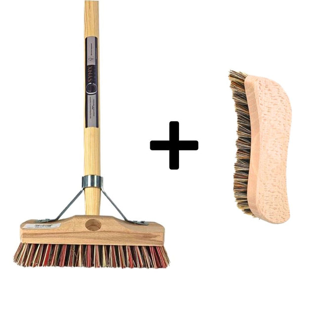 Synx Tools Balai à récurer Union mix + Brosse à main Union - Nylon extra dur - Brosse à récurer - Balai de nettoyage - Brosses à récurer - Avec manche de 150 cm